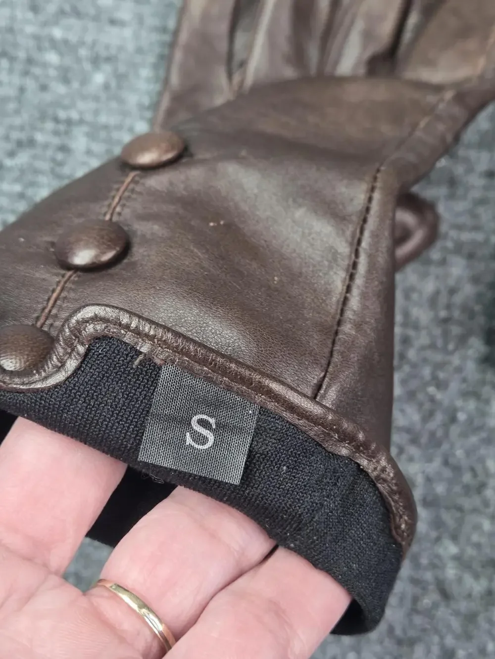 Pritzi Gloves Womens Small Brown Genuine Leather Silk Lined Button Dress Winter